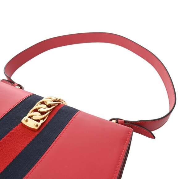 GUCCI Sylvie Red 421882 Women's Leather Canvas Shoulder Bag, AB Rank, Used, G... - Picture 5 of 11